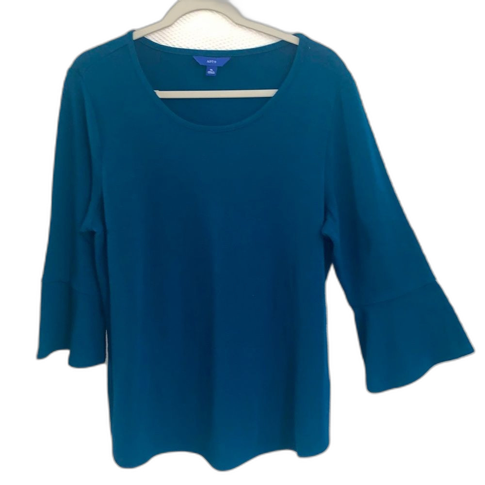 Women’s Sweater Blue/Green Size  xl Apt Scoop Neck 3/4 Sleeves